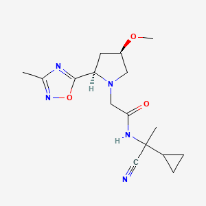 molecular formula C16H23N5O3 B2456142 N-(1-Cyano-1-cyclopropylethyl)-2-[(2R,4R)-4-methoxy-2-(3-methyl-1,2,4-oxadiazol-5-yl)pyrrolidin-1-yl]acetamide CAS No. 2223648-86-8