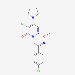 molecular formula C17H18Cl2N4O2 B2456144 4-chloro-2-[2-(4-chlorophenyl)-2-(methoxyimino)ethyl]-5-(1-pyrrolidinyl)-3(2H)-pyridazinone CAS No. 477855-94-0