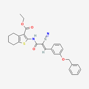 molecular formula C28H26N2O4S B2456188 ethyl 2-[[(E)-2-cyano-3-(3-phenylmethoxyphenyl)prop-2-enoyl]amino]-4,5,6,7-tetrahydro-1-benzothiophene-3-carboxylate CAS No. 727694-08-8