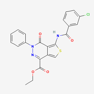 molecular formula C22H16ClN3O4S B2456202 Ethyl 5-(3-chlorobenzamido)-4-oxo-3-phenyl-3,4-dihydrothieno[3,4-d]pyridazine-1-carboxylate CAS No. 851947-19-8