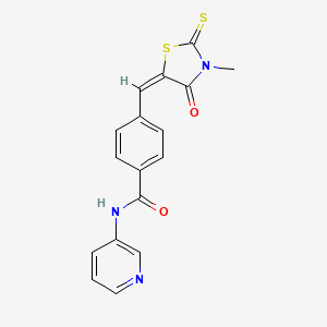 (E)-4-((3-methyl-4-oxo-2-thioxothiazolidin-5-ylidene)methyl)-N-(pyridin-3-yl)benzamide