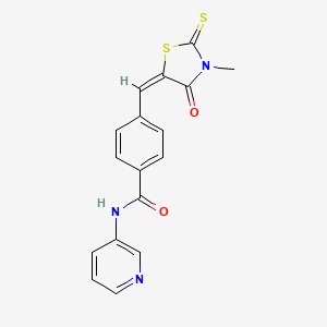 molecular formula C17H13N3O2S2 B2456207 (E)-4-((3-methyl-4-oxo-2-thioxothiazolidin-5-ylidene)methyl)-N-(pyridin-3-yl)benzamide CAS No. 854002-38-3