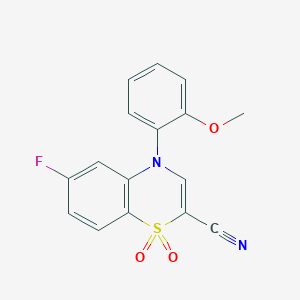 molecular formula C16H11FN2O3S B2456211 6-fluoro-4-(2-methoxyphenyl)-4H-1,4-benzothiazine-2-carbonitrile 1,1-dioxide CAS No. 1207001-96-4