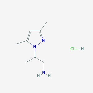 molecular formula C8H16ClN3 B2456220 [2-(3,5-dimethyl-1H-pyrazol-1-yl)propyl]amine hydrochloride CAS No. 1269181-06-7