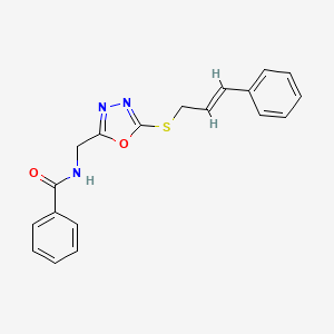 (E)-N-((5-(cinnamylthio)-1,3,4-oxadiazol-2-yl)methyl)benzamide