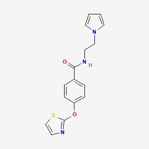 molecular formula C16H15N3O2S B2456235 N-(2-(1H-pyrrol-1-yl)ethyl)-4-(thiazol-2-yloxy)benzamide CAS No. 2034529-08-1