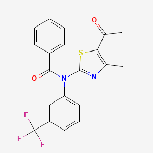 molecular formula C20H15F3N2O2S B2456257 N-(5-acetyl-4-methyl-1,3-thiazol-2-yl)-N-[3-(trifluoromethyl)phenyl]benzenecarboxamide CAS No. 1209571-20-9