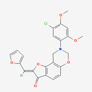 molecular formula C23H18ClNO6 B2456259 (Z)-8-(5-chloro-2,4-dimethoxyphenyl)-2-(furan-2-ylmethylene)-8,9-dihydro-2H-benzofuro[7,6-e][1,3]oxazin-3(7H)-one CAS No. 951938-71-9