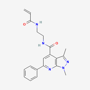 molecular formula C20H21N5O2 B2456262 1,3-Dimethyl-6-phenyl-N-[2-(prop-2-enoylamino)ethyl]pyrazolo[3,4-b]pyridine-4-carboxamide CAS No. 2200764-48-1