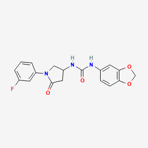 molecular formula C18H16FN3O4 B2456263 1-(Benzo[d][1,3]dioxol-5-yl)-3-(1-(3-fluorophenyl)-5-oxopyrrolidin-3-yl)urea CAS No. 894032-06-5
