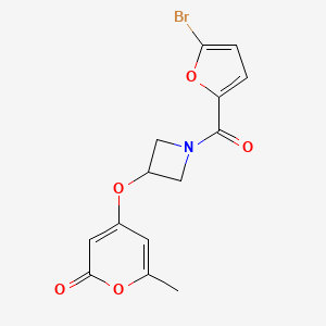 molecular formula C14H12BrNO5 B2456268 4-((1-(5-bromofuran-2-carbonyl)azetidin-3-yl)oxy)-6-methyl-2H-pyran-2-one CAS No. 1795446-74-0