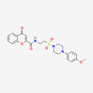 molecular formula C23H25N3O6S B2456282 N-(2-{[4-(4-méthoxyphényl)pipérazin-1-yl]sulfonyl}éthyl)-4-oxo-4H-chromène-2-carboxamide CAS No. 933027-59-9