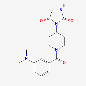 molecular formula C17H22N4O3 B2456295 3-(1-(3-(Dimethylamino)benzoyl)piperidin-4-yl)imidazolidine-2,4-dione CAS No. 2034366-33-9