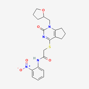 N-(2-nitrophenyl)-2-((2-oxo-1-((tetrahydrofuran-2-yl)methyl)-2,5,6,7-tetrahydro-1H-cyclopenta[d]pyrimidin-4-yl)thio)acetamide