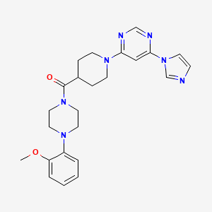 molecular formula C24H29N7O2 B2456306 (1-(6-(1H-imidazol-1-yl)pyrimidin-4-yl)piperidin-4-yl)(4-(2-methoxyphenyl)piperazin-1-yl)methanone CAS No. 1351633-54-9