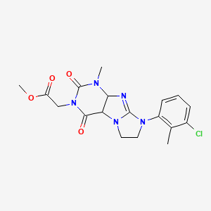 molecular formula C18H18ClN5O4 B2456313 methyl 2-[8-(3-chloro-2-methylphenyl)-1-methyl-2,4-dioxo-1H,2H,3H,4H,6H,7H,8H-imidazo[1,2-g]purin-3-yl]acetate CAS No. 893967-08-3