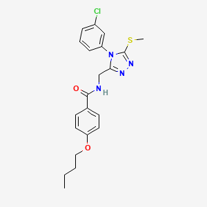 molecular formula C21H23ClN4O2S B2456315 4-丁氧基-N-((4-(3-氯苯基)-5-(甲硫基)-4H-1,2,4-三唑-3-基)甲基)苯甲酰胺 CAS No. 391929-17-2