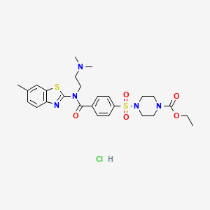 Ethyl 4-((4-((2-(dimethylamino)ethyl)(6-methylbenzo[d]thiazol-2-yl)carbamoyl)phenyl)sulfonyl)piperazine-1-carboxylate hydrochloride