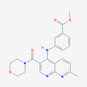 molecular formula C22H22N4O4 B2456318 3-((7-甲基-3-（吗啉-4-羰基）-1,8-萘啶-4-基）氨基）苯甲酸甲酯 CAS No. 1251633-29-0