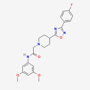 molecular formula C23H25FN4O4 B2456323 N-(3,5-dimethoxyphenyl)-2-(4-(3-(4-fluorophenyl)-1,2,4-oxadiazol-5-yl)piperidin-1-yl)acetamide CAS No. 1251556-88-3