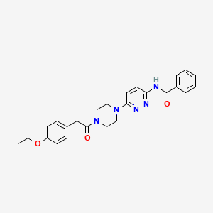 molecular formula C25H27N5O3 B2456325 N-(6-(4-(2-(4-ethoxyphenyl)acetyl)piperazin-1-yl)pyridazin-3-yl)benzamide CAS No. 1105230-79-2