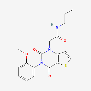 molecular formula C18H19N3O4S B2456326 2-(3-(2-methoxyphenyl)-2,4-dioxo-3,4-dihydrothieno[3,2-d]pyrimidin-1(2H)-yl)-N-propylacetamide CAS No. 1260985-60-1