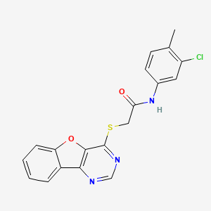 molecular formula C19H14ClN3O2S B2456327 2-([1]benzofuro[3,2-d]pyrimidin-4-ylsulfanyl)-N-(3-chloro-4-methylphenyl)acetamide CAS No. 846581-72-4