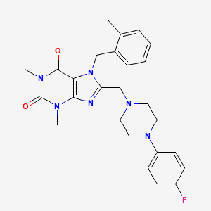 8-{[4-(4-fluorophenyl)piperazin-1-yl]methyl}-1,3-dimethyl-7-[(2-methylphenyl)methyl]-2,3,6,7-tetrahydro-1H-purine-2,6-dione