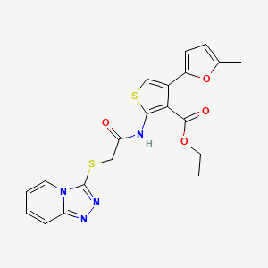 molecular formula C20H18N4O4S2 B2456329 Ethyl 4-(5-methylfuran-2-yl)-2-{[([1,2,4]triazolo[4,3-a]pyridin-3-ylsulfanyl)acetyl]amino}thiophene-3-carboxylate CAS No. 380453-63-4