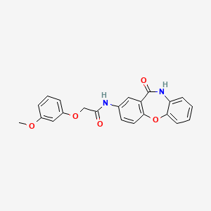molecular formula C22H18N2O5 B2456330 2-(3-甲氧基苯氧基)-N-(11-氧代-10,11-二氢二苯并[b,f][1,4]恶氮杂卓-2-基)乙酰胺 CAS No. 922030-54-4