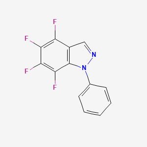 molecular formula C13H6F4N2 B2456332 4,5,6,7-tetrafluoro-1-phenyl-1H-indazole CAS No. 84409-39-2
