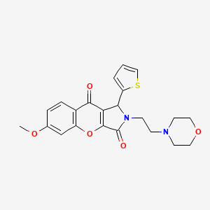 molecular formula C22H22N2O5S B2456334 6-甲氧基-2-(2-吗啉乙基)-1-(噻吩-2-基)-1,2-二氢色烯并[2,3-c]吡咯-3,9-二酮 CAS No. 886161-41-7