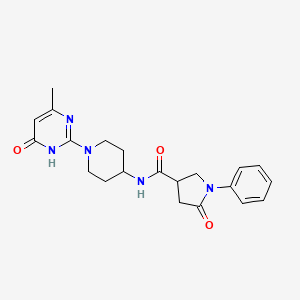 molecular formula C21H25N5O3 B2456343 N-(1-(4-甲基-6-氧代-1,6-二氢嘧啶-2-基)哌啶-4-基)-5-氧代-1-苯基吡咯烷-3-甲酰胺 CAS No. 1904203-63-9