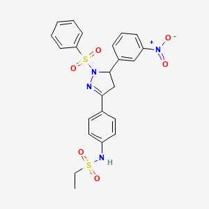 N-(4-(5-(3-nitrophenyl)-1-(phenylsulfonyl)-4,5-dihydro-1H-pyrazol-3-yl)phenyl)ethanesulfonamide