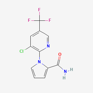 molecular formula C11H7ClF3N3O B2456350 1-[3-chloro-5-(trifluoromethyl)-2-pyridinyl]-1H-pyrrole-2-carboxamide CAS No. 338397-58-3