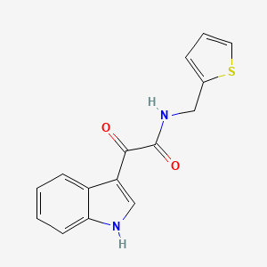 molecular formula C15H12N2O2S B2456358 2-(1H-indol-3-yl)-2-oxo-N-(thiophen-2-ylmethyl)acetamide CAS No. 852367-50-1