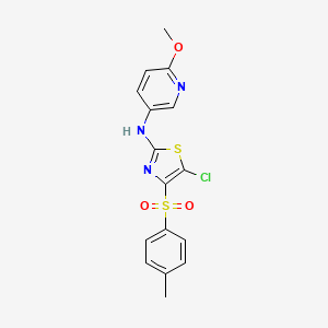 molecular formula C16H14ClN3O3S2 B2456359 N-[5-chloro-4-(4-methylbenzenesulfonyl)-1,3-thiazol-2-yl]-6-methoxypyridin-3-amine CAS No. 380424-58-8