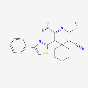 4-Imino-5-(4-phenyl-1,3-thiazol-2-yl)-2-sulfanyl-3-azaspiro[5.5]undec-1-ene-1-carbonitrile