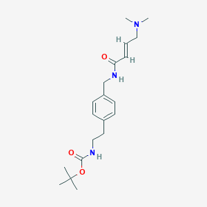 molecular formula C20H31N3O3 B2456372 Tert-butyl N-[2-[4-[[[(E)-4-(dimethylamino)but-2-enoyl]amino]methyl]phenyl]ethyl]carbamate CAS No. 2411327-01-8