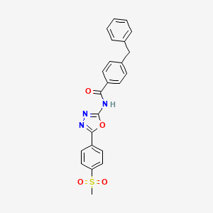 molecular formula C23H19N3O4S B2456377 4-benzyl-N-(5-(4-(methylsulfonyl)phenyl)-1,3,4-oxadiazol-2-yl)benzamide CAS No. 898458-64-5