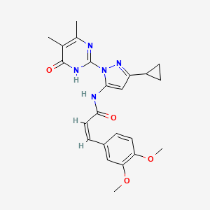 (Z)-N-(3-cyclopropyl-1-(4,5-dimethyl-6-oxo-1,6-dihydropyrimidin-2-yl)-1H-pyrazol-5-yl)-3-(3,4-dimethoxyphenyl)acrylamide