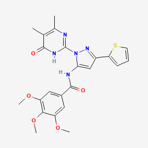 molecular formula C23H23N5O5S B2456399 N-(1-(4,5-Dimethyl-6-oxo-1,6-dihydropyrimidin-2-yl)-3-(thiophen-2-yl)-1H-pyrazol-5-yl)-3,4,5-trimethoxybenzamide CAS No. 1170487-30-5
