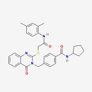 N-cyclopentyl-4-((2-((2-((2,4-dimethylphenyl)amino)-2-oxoethyl)thio)-4-oxoquinazolin-3(4H)-yl)methyl)benzamide