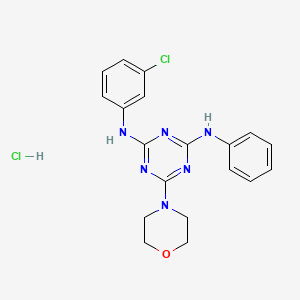 molecular formula C19H20Cl2N6O B2456426 N2-(3-chlorophenyl)-6-morpholino-N4-phenyl-1,3,5-triazine-2,4-diamine hydrochloride CAS No. 1179420-99-5