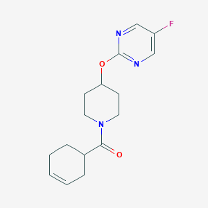 molecular formula C16H20FN3O2 B2456429 Cyclohex-3-en-1-yl-[4-(5-fluoropyrimidin-2-yl)oxypiperidin-1-yl]methanone CAS No. 2380169-58-2