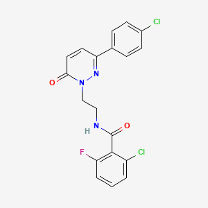 molecular formula C19H14Cl2FN3O2 B2456431 2-chloro-N-(2-(3-(4-chlorophenyl)-6-oxopyridazin-1(6H)-yl)ethyl)-6-fluorobenzamide CAS No. 921851-82-3