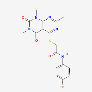 molecular formula C17H16BrN5O3S B2456441 N-(4-bromophenyl)-2-((2,6,8-trimethyl-5,7-dioxo-5,6,7,8-tetrahydropyrimido[4,5-d]pyrimidin-4-yl)thio)acetamide CAS No. 852168-14-0