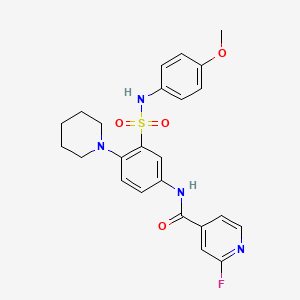 molecular formula C24H25FN4O4S B2456443 2-氟-N-[3-[(4-甲氧苯基)磺酰氨基]-4-哌啶-1-基苯基]吡啶-4-甲酰胺 CAS No. 1241594-78-4