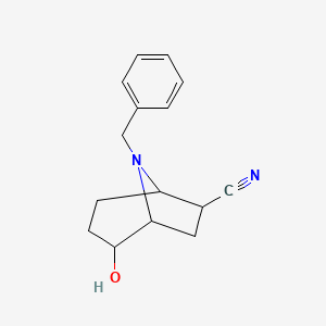 molecular formula C15H18N2O B2456452 8-Benzyl-2-hydroxy-8-azabicyclo[3.2.1]octane-6-carbonitrile CAS No. 1909336-94-2