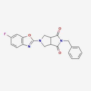 molecular formula C20H16FN3O3 B2456454 5-Benzyl-2-(6-fluoro-1,3-benzoxazol-2-yl)-1,3,3a,6a-tetrahydropyrrolo[3,4-c]pyrrole-4,6-dione CAS No. 2415631-02-4